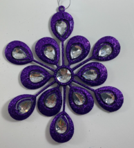 NOS Momentum Brands 6.25 in Purple Glitter Star Sun Flower Embellished Ornament - $12.86