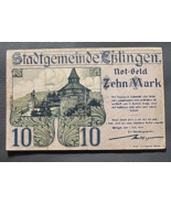 German 10 Zehn Mark 1918 Stadtgemeinde Eblingen Uncirculated Banknote - £7.49 GBP