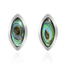 Mystical Ocean Pointed Ovals with Abalone Shell Inlays Post Stud Earrings - £13.30 GBP
