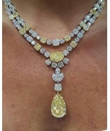 Gold Plated 925 Silver 42 Ct Multi Cut Simulated Yellow Diamond Tennis N... - $6,785.49 MXN