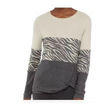 Chance or Fate Juniors S Animal Print Twist Front Long Sleeve Colorblock Sweater - £12.14 GBP