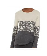 Chance or Fate Juniors S Animal Print Twist Front Long Sleeve Colorblock... - £12.17 GBP