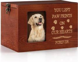 Pet Urns for Ashes, Wooden Pet Cremation Urns with Photo Frame, Pet Memorial Kee - £26.39 GBP