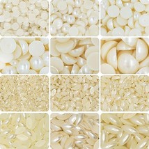 6000 Half Cut Cream Round and Oval Boat Shaped Flat Back Beads - Assorte... - £21.04 GBP