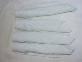Vintage Handmade Cloth Napkins Set of 4 White with Stripe - $276.49 MXN