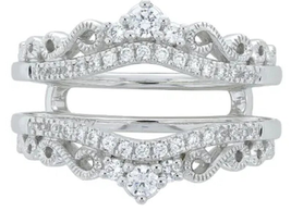 14K White Gold Over Round Cut Diamond Womens Enhancer Wrap Engagement Ring  - £97.37 GBP