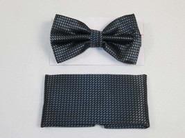 Men&#39;s Bow Tie Hankie J.Valintin Formal or Business #BT18 Charcoal Gray - £15.61 GBP