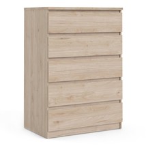 Large Oak Finish Chest Of 5 Drawers Bedroom Drawer Chests Storage Unit Cabinet - £261.67 GBP
