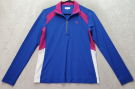 Greg Norman Walt Disney World Activewear Shirt Women Small Blue Pink Quarter Zip - £18.39 GBP