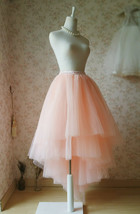Pink High-low Tulle Skirt Custom Plus Size Women Ruffle Tulle Maxi Skirt image 9