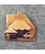 Vintage Design By Lucinda House Pin Brooch Car Cloud Brown Blue... - $13.99