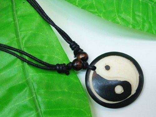 Adjustable Tibetan Delicate Carved Ying Yang Yak bone Amulet Pendant Nec... - $6.46
