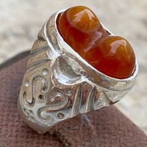 925 sterling Silver mens ring Natural camel hump Yemen Agate Aqeeq عقيق داودي - £59.34 GBP
