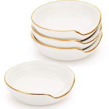 4 Pieces 2.7 Inches Mini Ceramic Spoon Rests, Gold Rim Kitchen Spoon Res... - $29.99