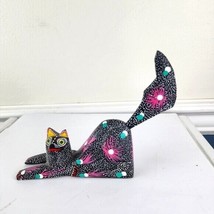 Mexican Folk Art Carved Wood Cat 6&quot; - £33.31 GBP