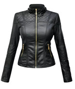New Women Jacket Black Handmade Leather Lambskin Stylish Casual Fit Moto... - €106,54 EUR+