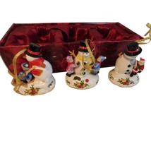 Royal Albert Hand Painted Musical Snowman Ornaments Set of 3 - £57.76 GBP