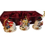 Royal Albert Hand Painted Musical Snowman Ornaments Set of 3 - £57.44 GBP