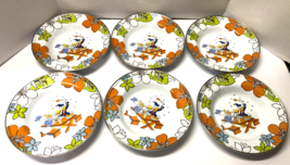 Disney Rare Donald &amp; Daisy On a Picnic Metal Enamelled Set of 6 Bowls - $59.40