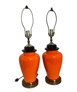 Vintage Retro Ginger Jar Style Orange Ceramic Table Lamps (2) 1970’s Mid... - €123,12 EUR