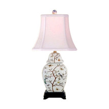 Chinese Porcelain Bird Motif Rounded Square Ginger Jar Table Lamp 23&quot; - £192.38 GBP