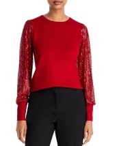 T Tahari Women&#39;s Sequined Blouson Sleeve Blouse Red Small B4HP $78 - £23.66 GBP