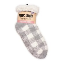 2 Pack Muk Luks Womens Short Cabin Socks Fully Lined Shoe Size 6-10 Gray Plaid - £7.07 GBP