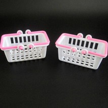Barbie Shopping Basket Lot White Pink Handles Pair Of Baskets Doll Play ... - $14.82