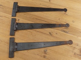 3 LARGE Strap T Hinges 18&quot; Tee Hand Forged Barn Rustic Door *SOME RUST* - £54.91 GBP