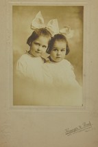 Ghost Image on Rear Cabinet Card B&amp;W CDV Photograph Young Girl Sisters Troy NY - £25.90 GBP