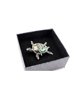 Sea Turtle &amp; Baby Sea Turtle Brooch, Paua Shell/ Turtle Pin - $10.99