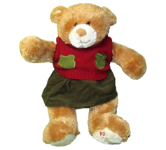 MARY MEYER 2007 TEDDY BEAR 15&quot; HOLIDAY STUFFED ANIMAL RED GREEN DRESS MI... - £8.91 GBP