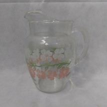 Anchor Hocking Floral Clear Pitcher White Pink Green 80 Ounce - £19.62 GBP