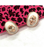 Betsey Johnson White Enamel Skull Face Punk Goldtone Post Earrings - $12.43 CAD