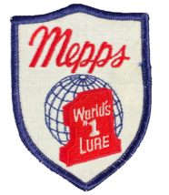 Mepps Fishing Patch  Lure Advertising 3” X 3 1/2”  Worlds #1 Lure Vintage - £3.82 GBP