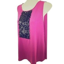 Ellen Tracy Size XS Pink Fly Away Top With Black Sequins NWT - £16.76 GBP