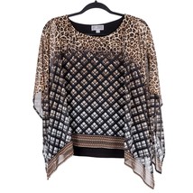 JM Collection Blouse Petite M Womens Batwing Leopard Print Layered Windo... - £18.60 GBP