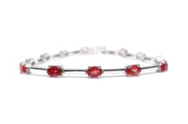 Natural Garnet Line Dainty Bracelet 925 Silver Bracelet - £50.73 GBP+