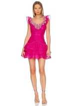 LoveShackFancy Chaya Mini Dress in Flirty Fuchsia Barbie Pink Organza, S... - £112.91 GBP