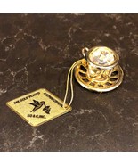 KG &amp; C 24 K gold plated 1.25” tea coffee cup mug ornament w/ Austrian Cr... - $40.70 CAD