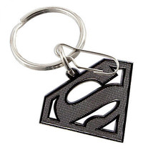 DC Comics Superman Emblem Knurled Metallic Keychain Black - £10.19 GBP