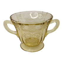 Vintage Federal Madrid Depression Amber Yellow Glass Open Sugar Bowl Dish - £7.75 GBP