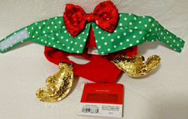 Cat Costume 2 Pc Reindeer Set Antlers Bow Tie Red Green Gold  - £3.98 GBP