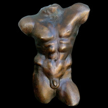 Nude Naked Greek Male Man Gay Torso sculpture plaque Dark Bronze Finish - £46.64 GBP