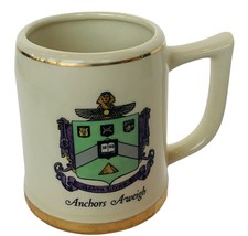 Masonic Freemason Mug Cup Stein Freemasonry Anchors Aweigh A Weigh 1899 gold vtg - £58.40 GBP