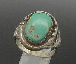 NAVAJO 925 Sterling Silver - Vintage Large Turquoise Band Ring Sz 11.5 - RG16841 - £132.38 GBP