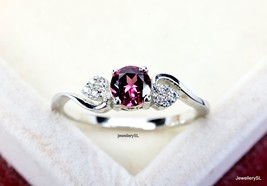 Branch With Leaves Ring, January birthstone, Round cut garnet anniversary ring,  - £25.73 GBP