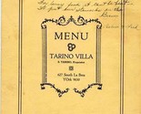 Tarino Villa Menu South La Brea Los Angeles California 1930&#39;s - £60.72 GBP