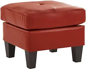 Glory Furniture Living Room Ottoman Red Faux Leather - £173.38 GBP