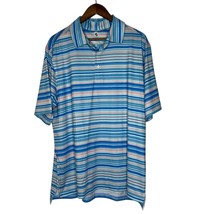 Southern Proper Men&#39;s XL Striped Polo Shirt Blue Pink Performance Stretc... - $27.00